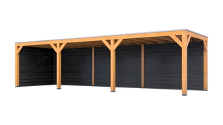 Douglas overkapping, 307 x 1169 cm + wanden zwart, Verando, Living